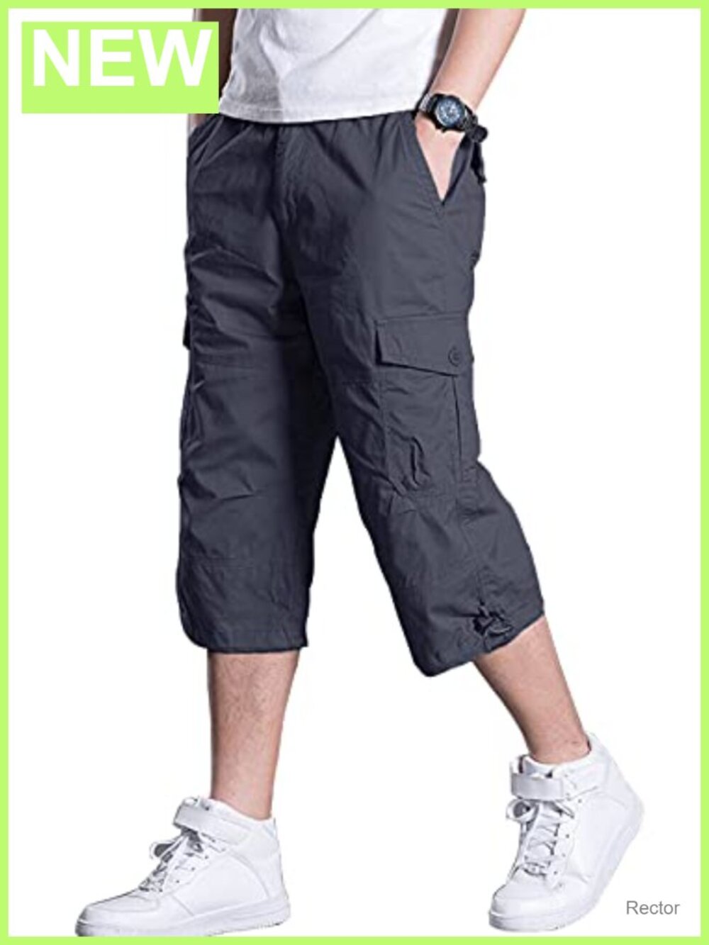 Men's Cargo Shorts 16" Inseam Relaxed Fit Multi Pocket Below Knee Twill
